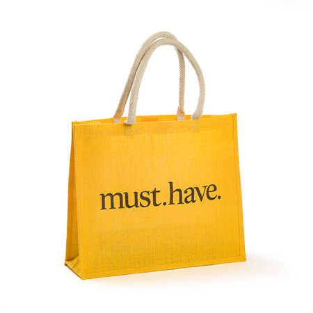 Jute bag logo geel MH model astrid
